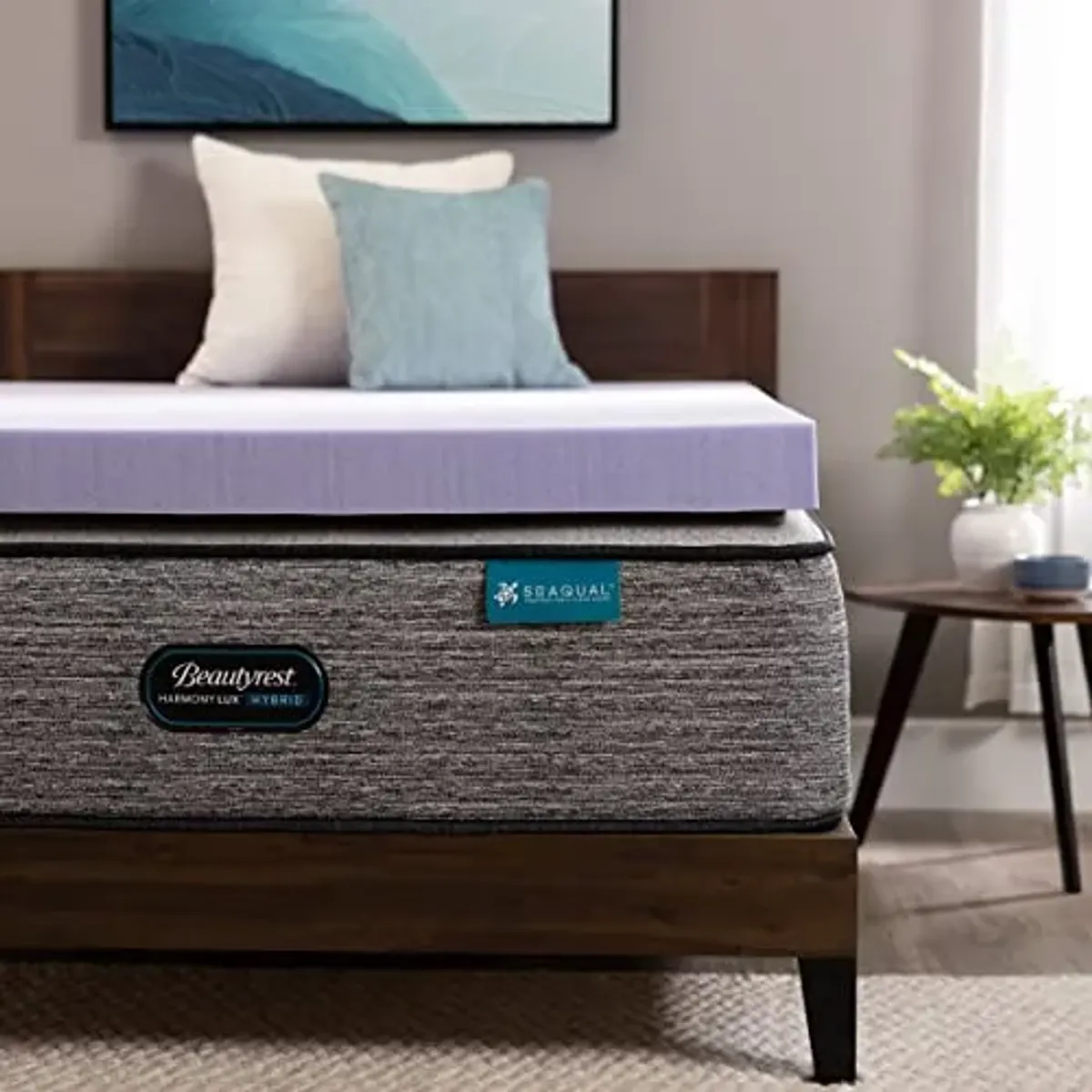 BEAUTYREST, Lavender Colored, Aloe Gel Bead, Pressure Relieving Memory Foam Mattress Topper, 4 inch, Full