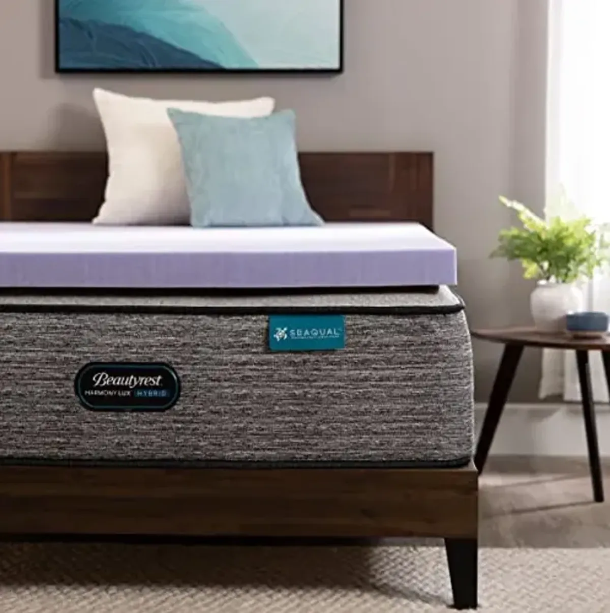 BEAUTYREST, Lavender Colored, Aloe Gel Bead, Pressure Relieving Memory Foam Mattress Topper, 3 inch, Full