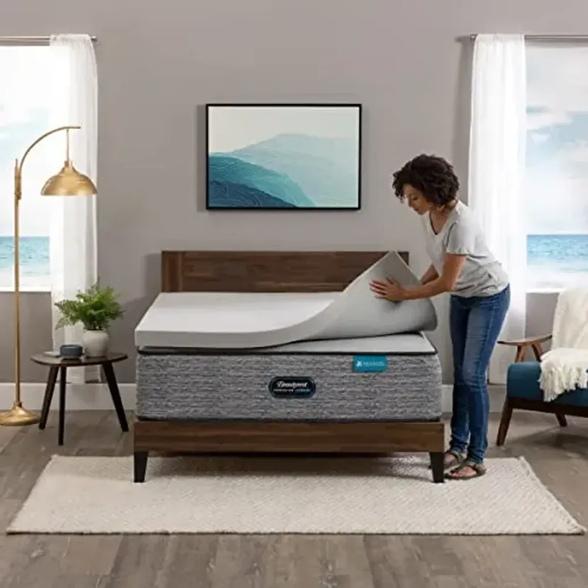 Beautyrest Black Diamond Cooling, Pressure-Relieving Memory Foam Mattress Topper, Twin, 3-Inch, Grey