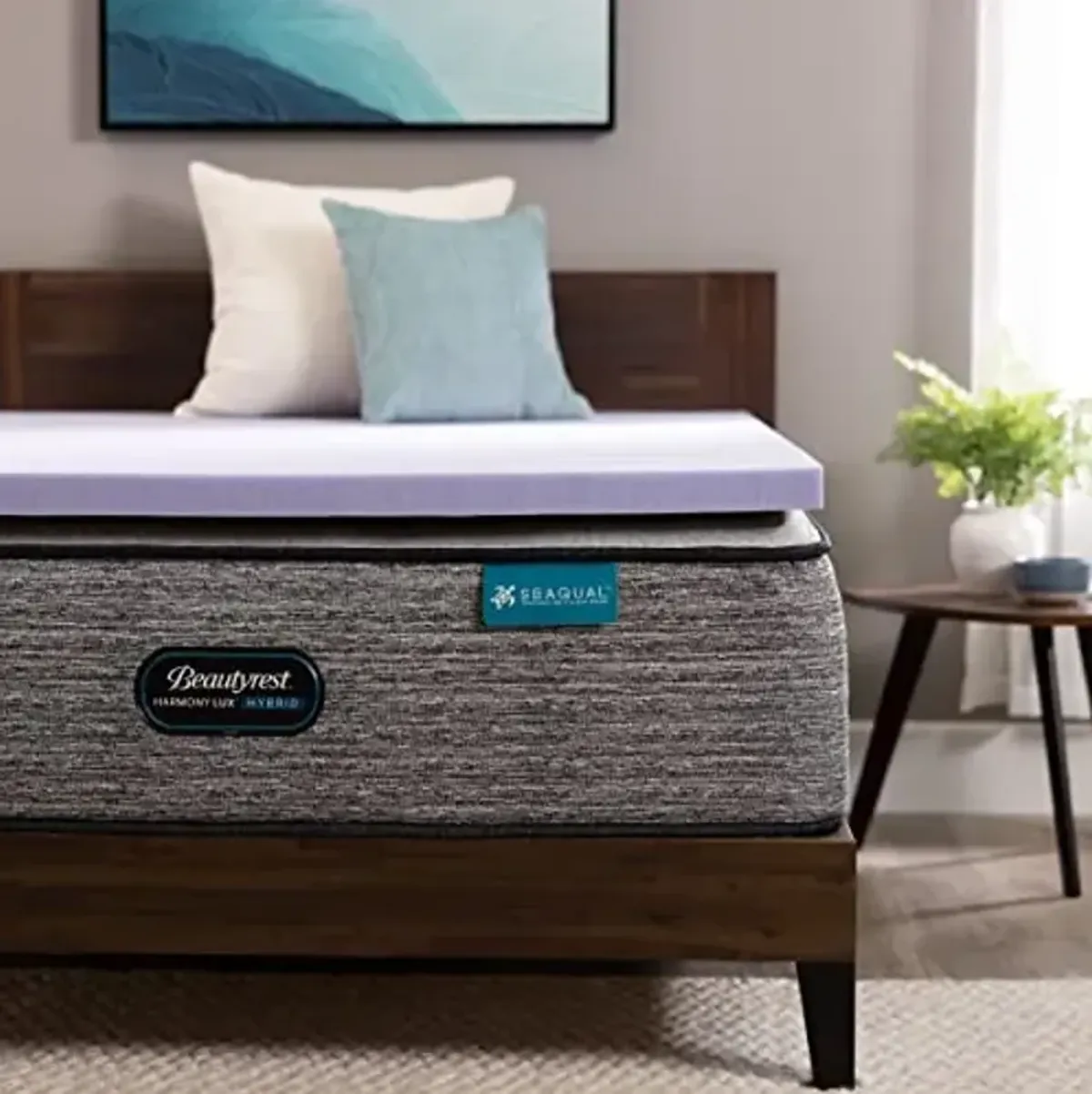 BEAUTYREST, Lavender Colored, Aloe Gel Bead, Pressure Relieving Memory Foam Mattress Topper, 2 inch, Full