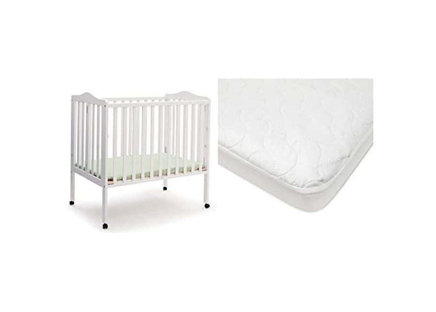 Delta Children Folding Portable Mini Baby Crib with Mattress + American Baby Waterproof Mini Crib Mattress Protector