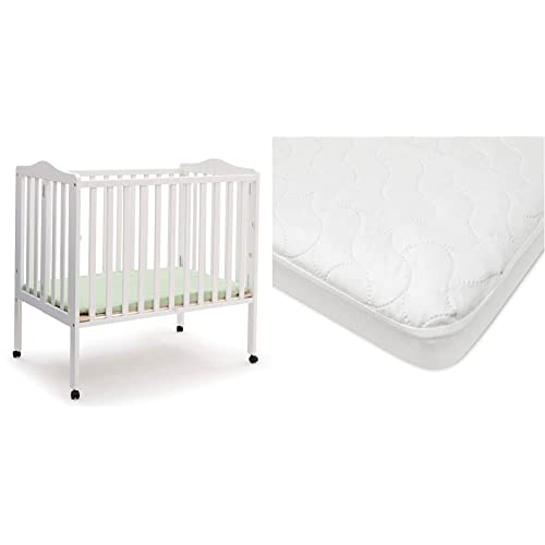 Delta Children Folding Portable Mini Baby Crib with Mattress + American Baby Waterproof Mini Crib Mattress Protector