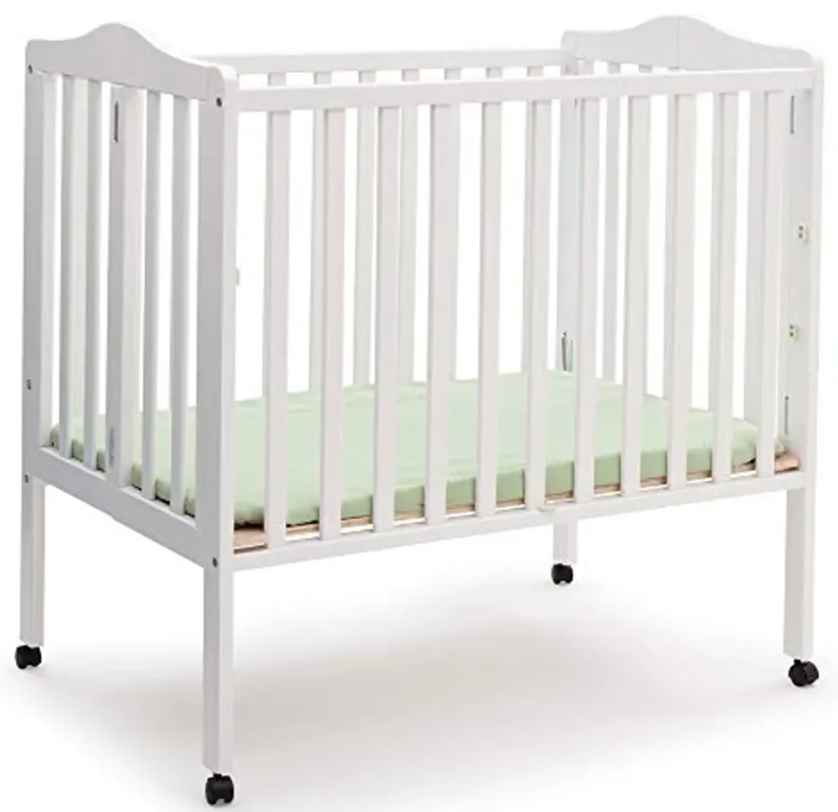 Delta Children Folding Portable Mini Baby Crib with 1.5-inch Mattress - Greenguard Gold Certified, White & Dream On Me Holly 3” Fiber Portable, Greenguard Gold Certified, White