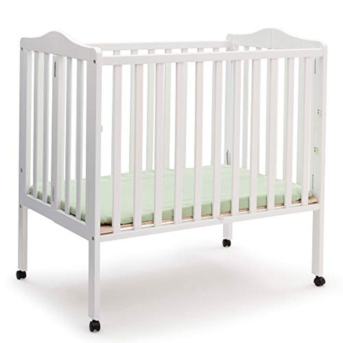 Delta Children Folding Portable Mini Baby Crib with 1.5-inch Mattress - Greenguard Gold Certified, White & Dream On Me Holly 3” Fiber Portable, Greenguard Gold Certified, White