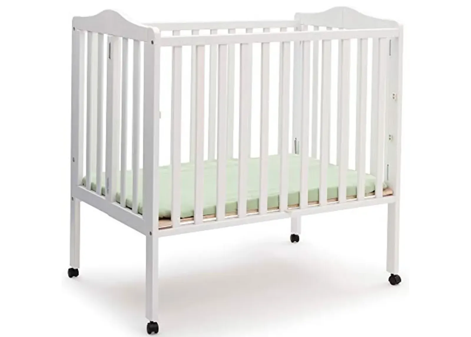 Delta Children Folding Portable Mini Baby Crib with 1.5-inch Mattress - Greenguard Gold Certified, White & Dream On Me Holly 3” Fiber Portable, Greenguard Gold Certified, White