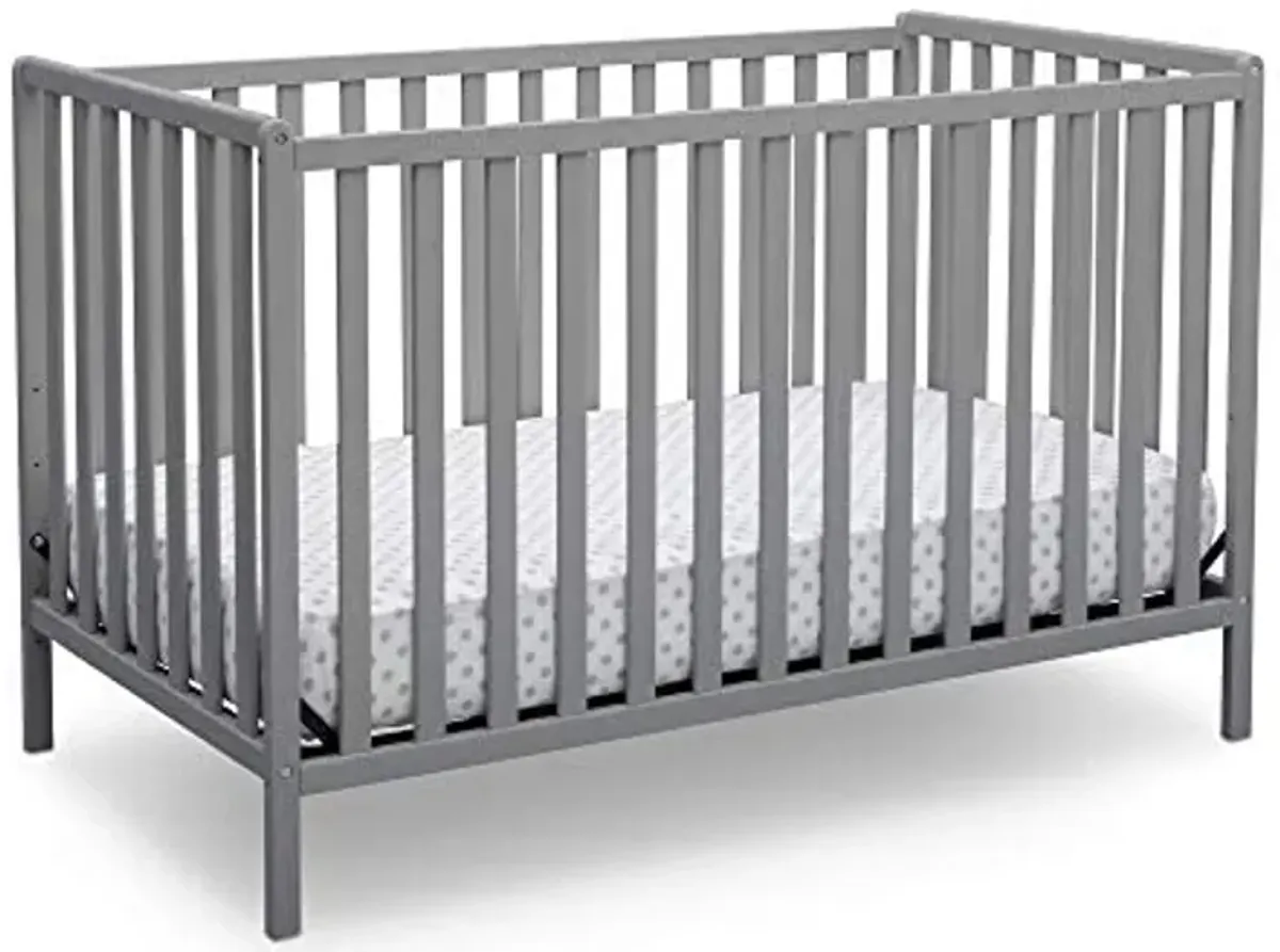 Delta Children Heartland 4-in-1 Convertible Crib Infant Changing Table with Pad + Serta Perfect Start Crib Mattress, Grey