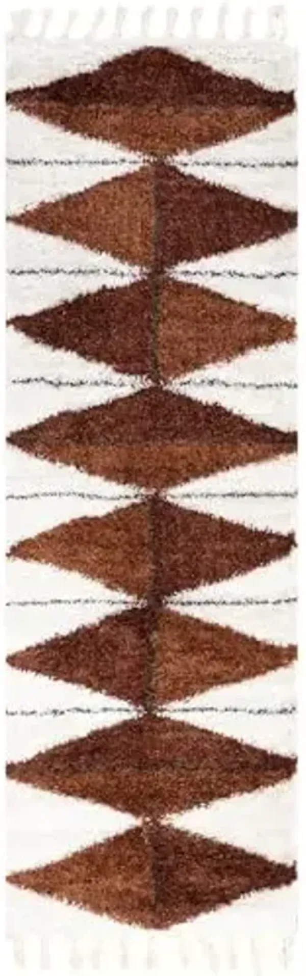 Nuloom Kali Rust/Ivory, 2'6" x 12', Tribal Abstract, Shag, Soft and Plush, High Traffic, Stain Resistant, Easy Clean, Durable Runner for Bedroom, Living Room, Dining Space, Den, Foyer, Entryway