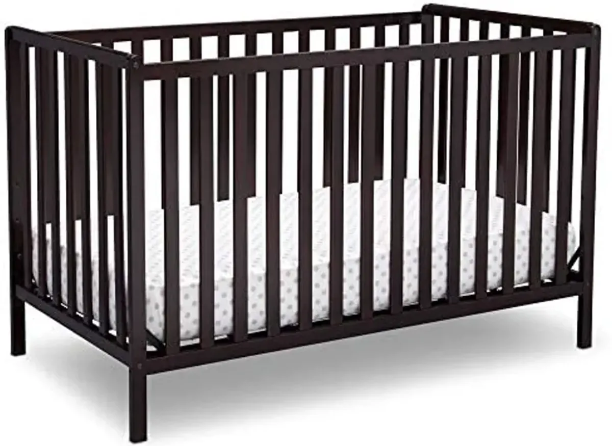 Delta Children Heartland 4-in-1 Convertible Crib Infant Changing Table with Pad + Serta Perfect Start Crib Mattress, Dark Chocolate