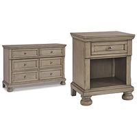 Signature Design by Ashley Lettner Traditional 6 Drawer Youth Dresser with Dovetail Construction, Light Gray & Lettner Modern Traditional 1 Drawer Nightstand, Light Gray