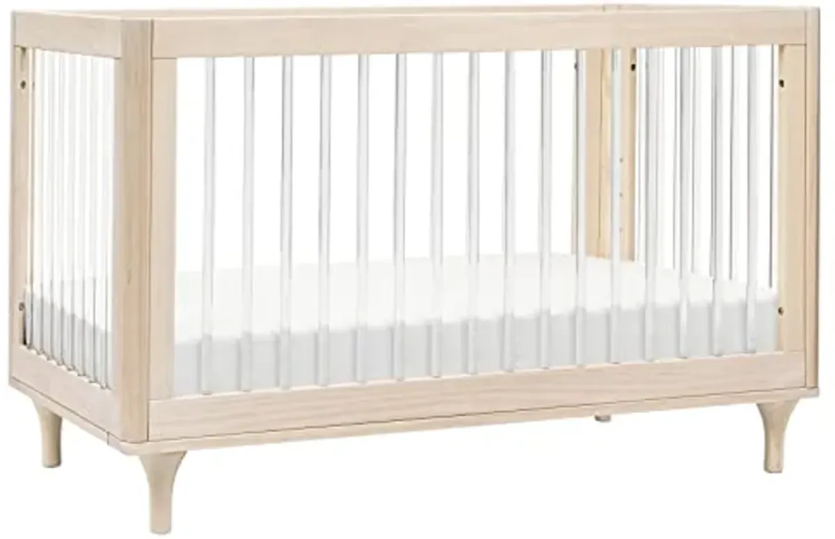 Babyletto Lolly 3-in-1 Convertible Crib with Toddler Bed Conversion Kit in Washed Natural/Acrylic, Greenguard Gold Certified