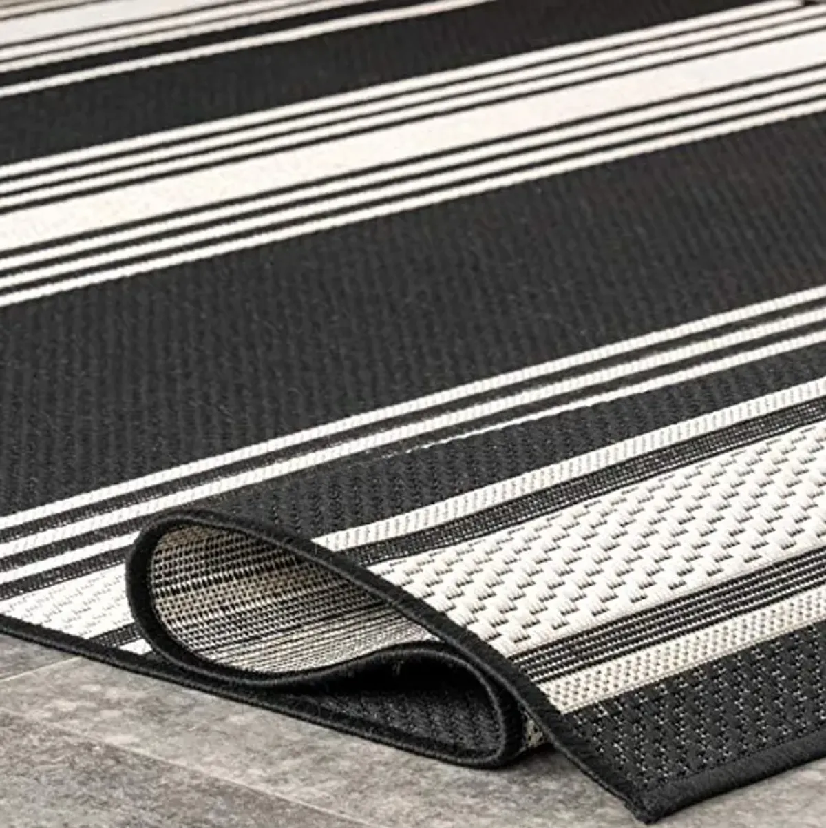 Rugs USA x Lauren Liess Romy Striped Indoor/Outdoor Area Rug, 8x10, Black