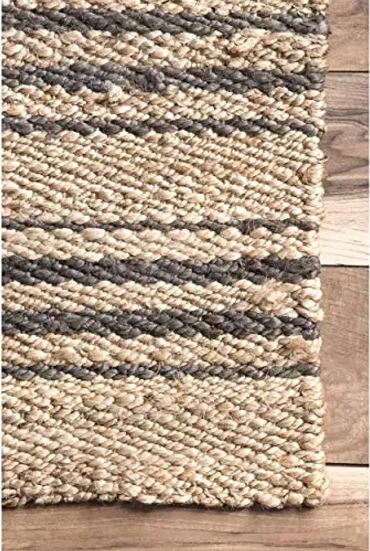 Rugs USA Sycamore Natural/Ivory, 9'6" x 13'6", Handmade, Striped, Jute, Soft and Textured, High Traffic, Stain Resistant, Easy Clean, Durable Area Rug for Bedroom, Living Room, Dining, Den, Foyer