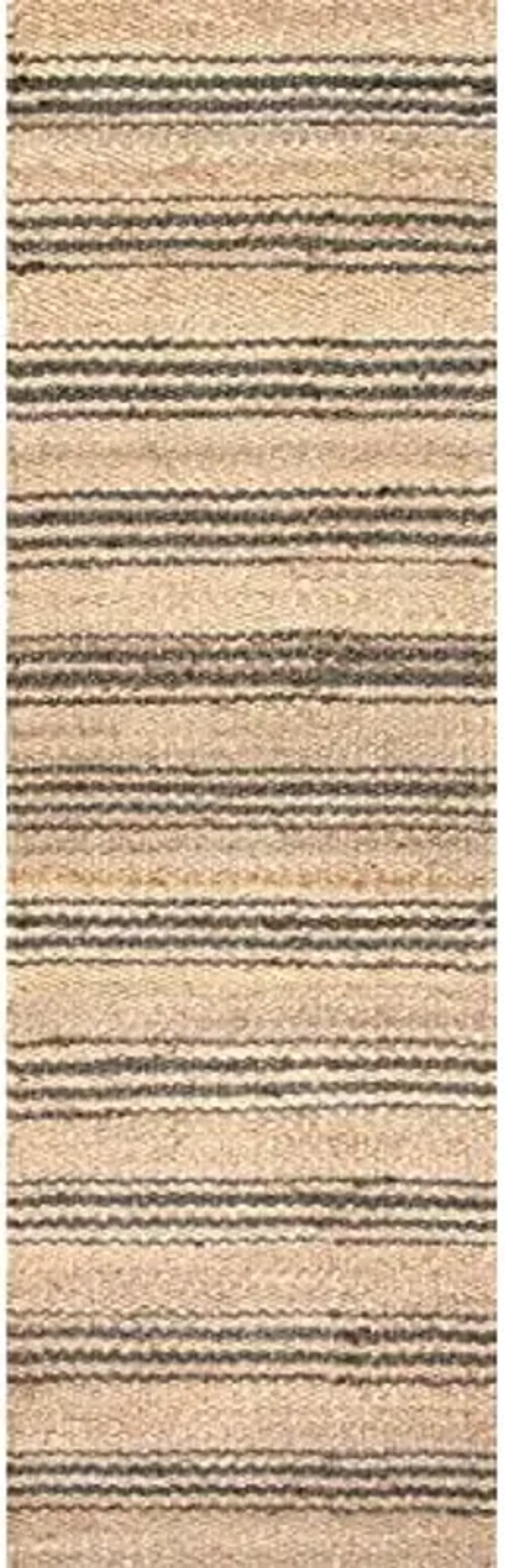 Rugs USA Sycamore Natural/Ivory, 2'6" x 6', Handmade, Striped, Jute, Soft and Textured, High Traffic, Stain Resistant, Easy Clean, Durable Runner for Bedroom, Living Room, Dining, Den, Foyer