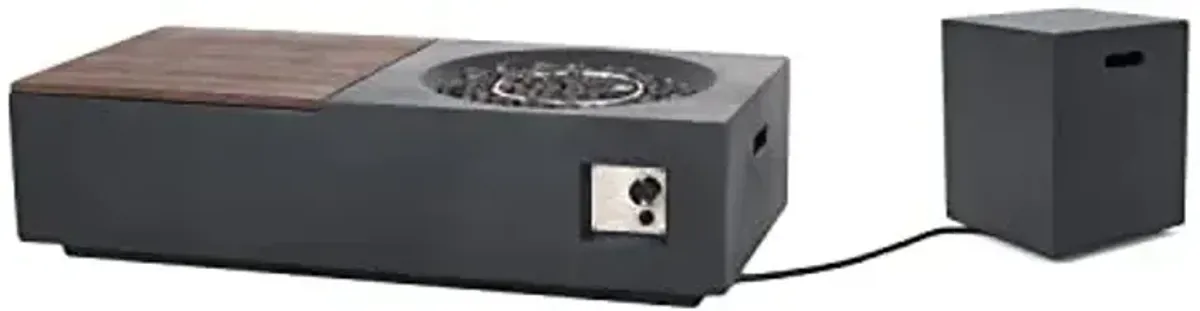 Christopher Knight Home Goliath Outdoor 50,000 BTU Rectangular Fire Pit Table with Tank Holder - Lightweight Concrete - Dark Gray/Natural