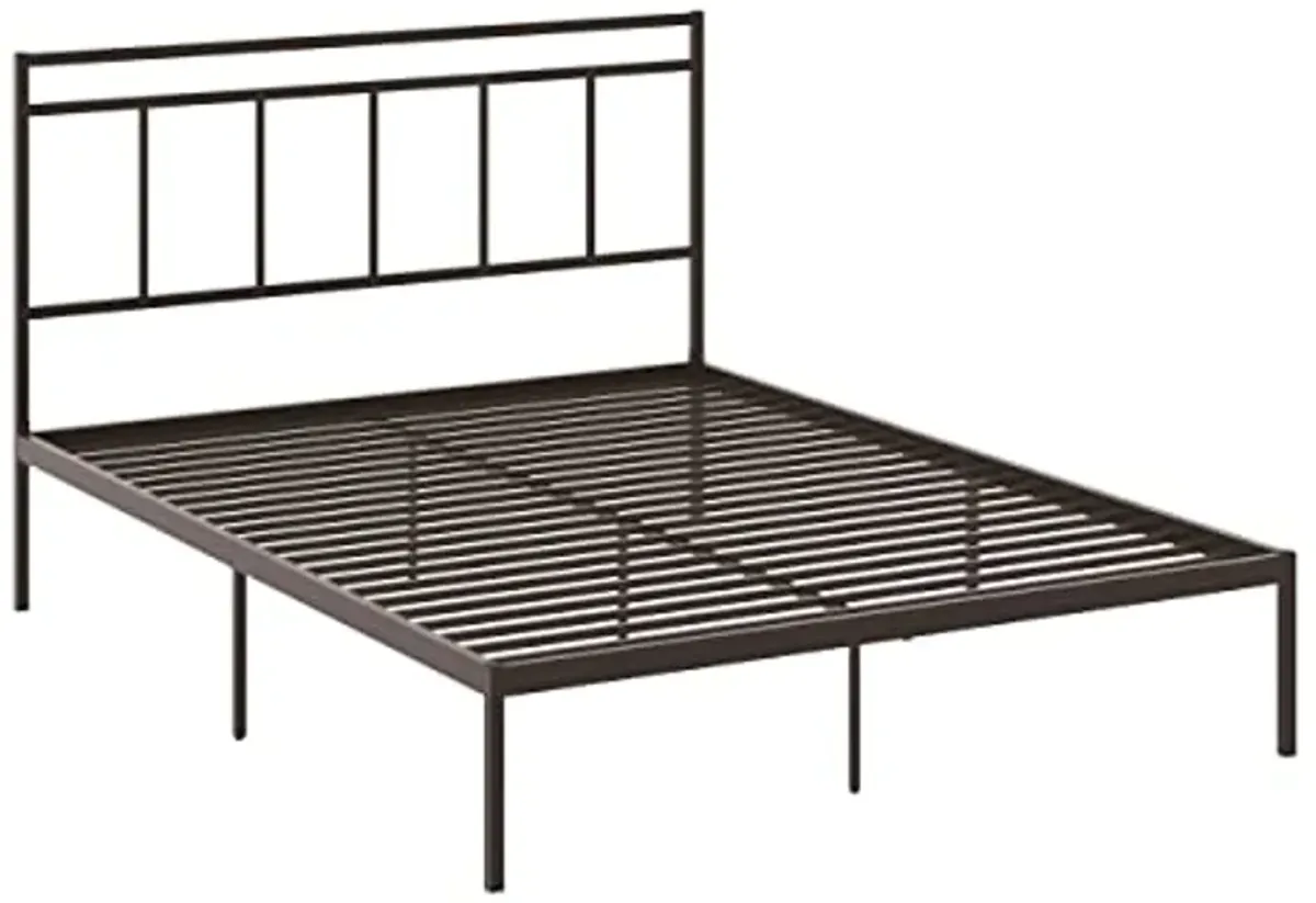 Sauder Cannery Bridge Queen Platform Bed with Headboard, Bronze Finish