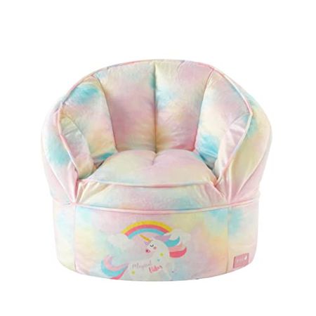 Idea Nuova Unicorn Round Bean Bag Chair for Kids, Ages 3+, Large