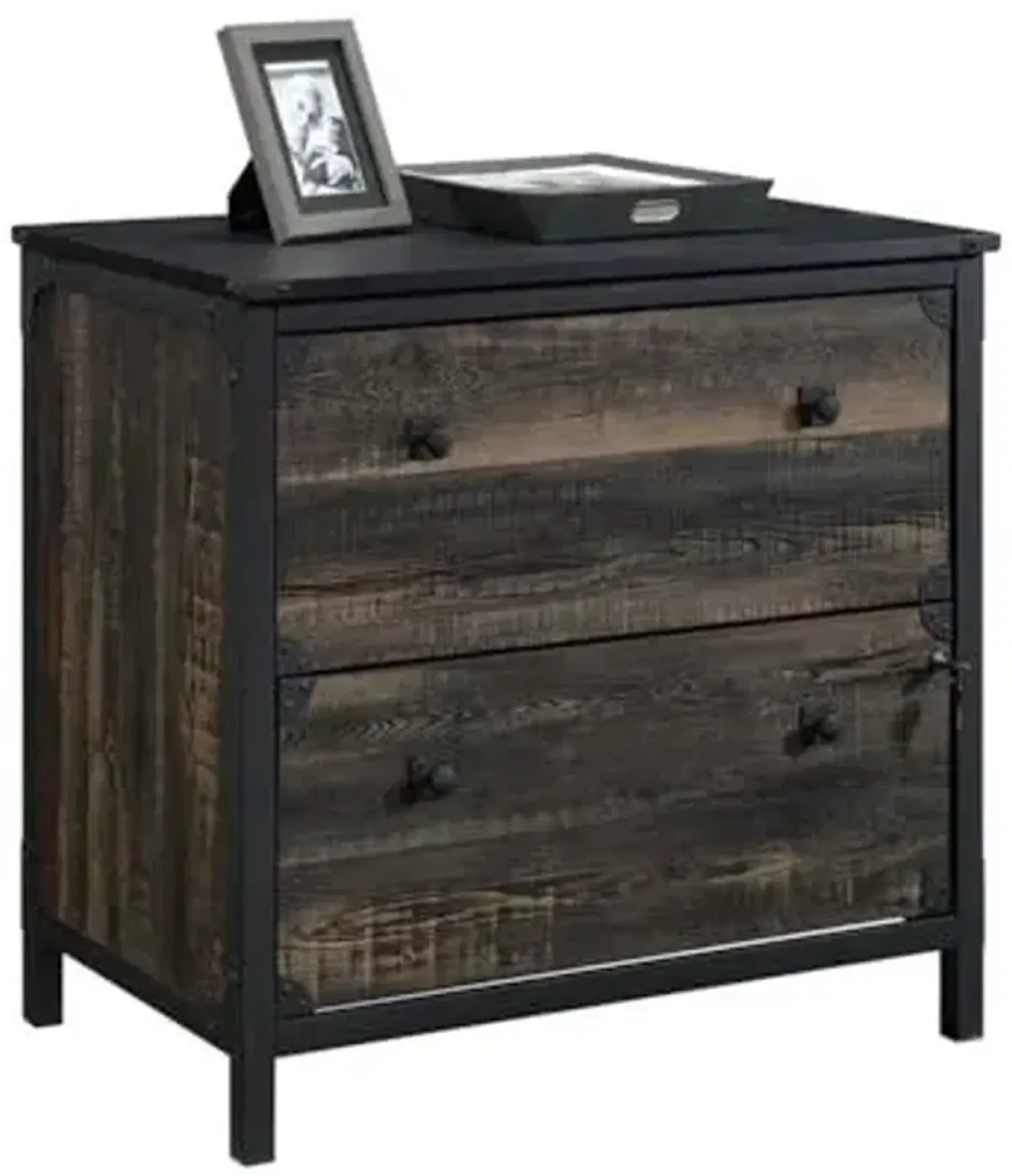 Sauder Foundry Road Engineered Wood/Metal Lateral File in Carbon Oak