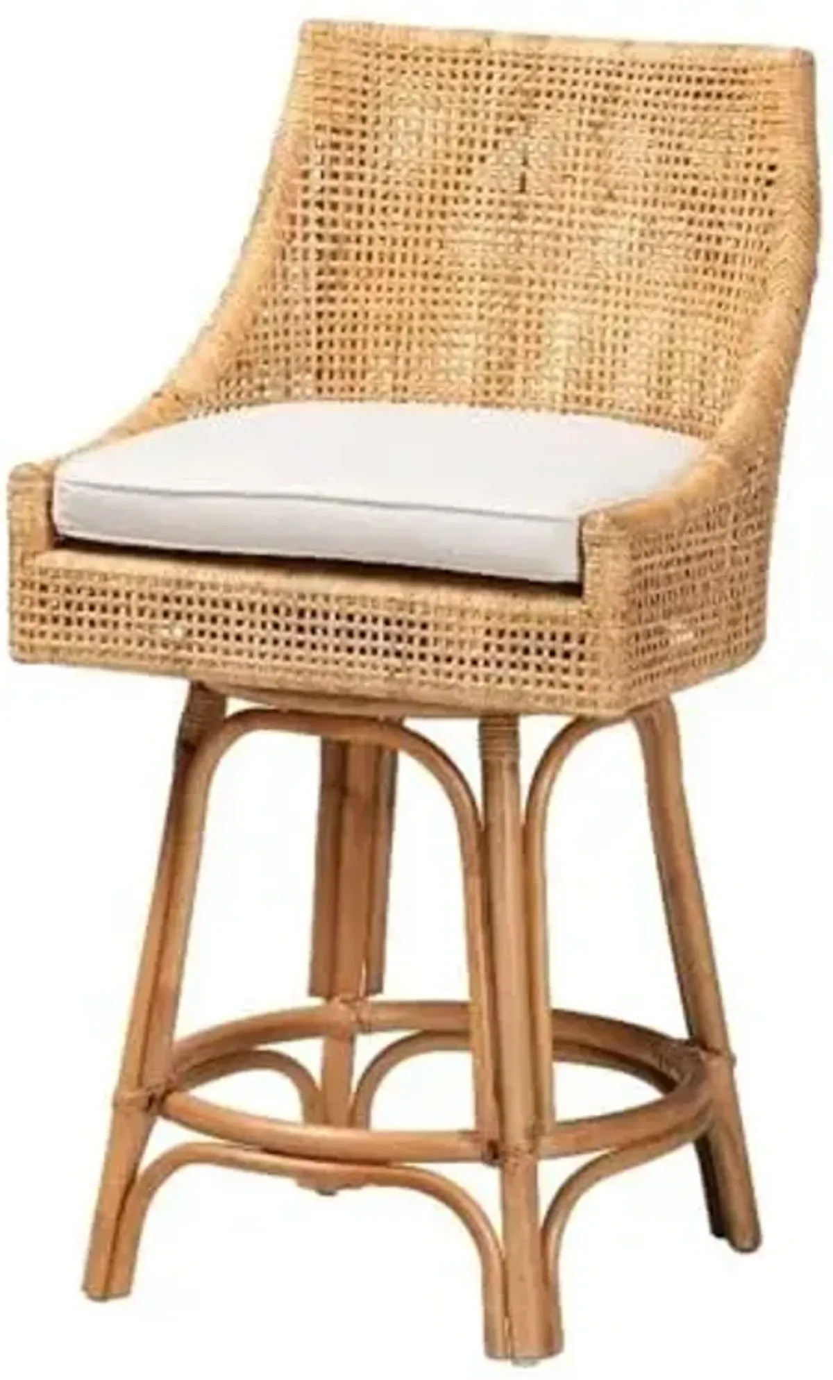 Baxton Studio Bella Modern Bohemian Natural Brown Rattan Counter Stool