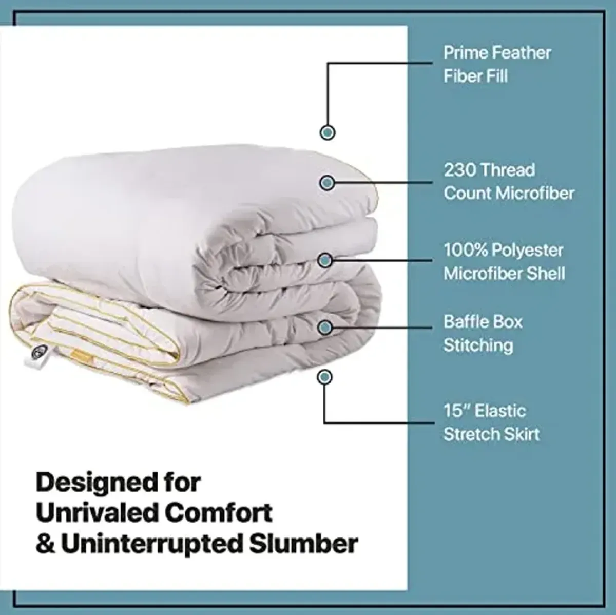 Simmons Feather Bed Caliornia King Mattress Topper with 230TC Microfiber Shell - Skin Friendly Prime Feather Fiber Baffle Box Mattress Topper with 15” Skirt - Cal King Plush Mattress Pad, 72”x84