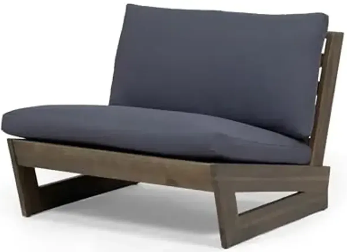 Sherwood Outdoor Club Chair with Cushions - Acacia Wood - Gray/Dark Gray
