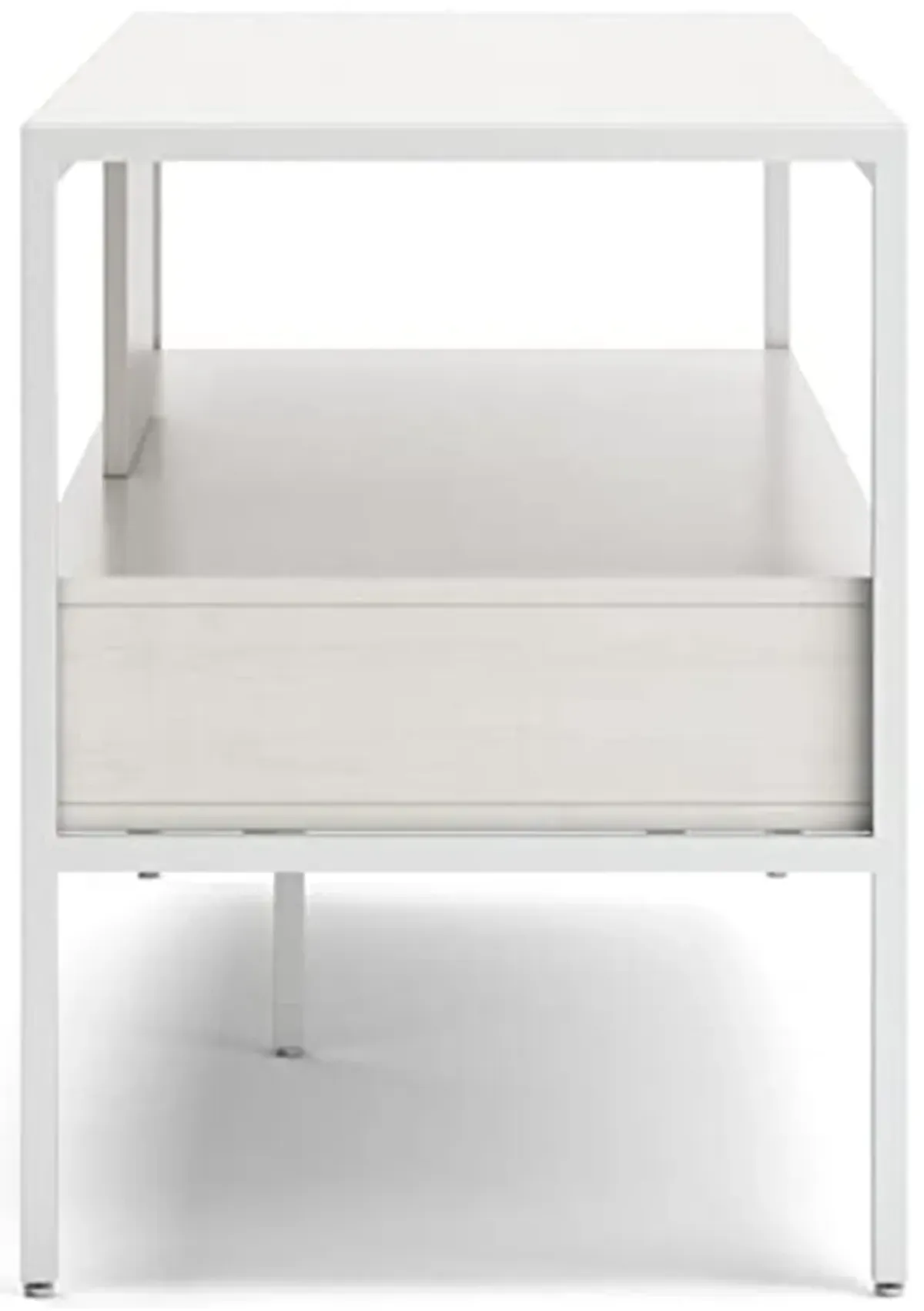 Signature Design by Ashley Deznee Modern Large TV Stand for TVs up to 69" with 1 Shelf and 2 Drawers, White