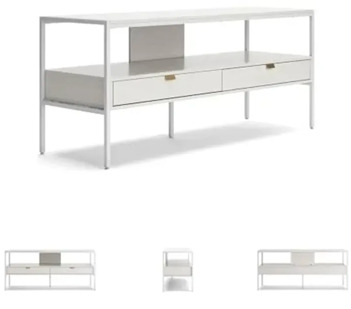Signature Design by Ashley Deznee Modern Large TV Stand for TVs up to 69" with 1 Shelf and 2 Drawers, White