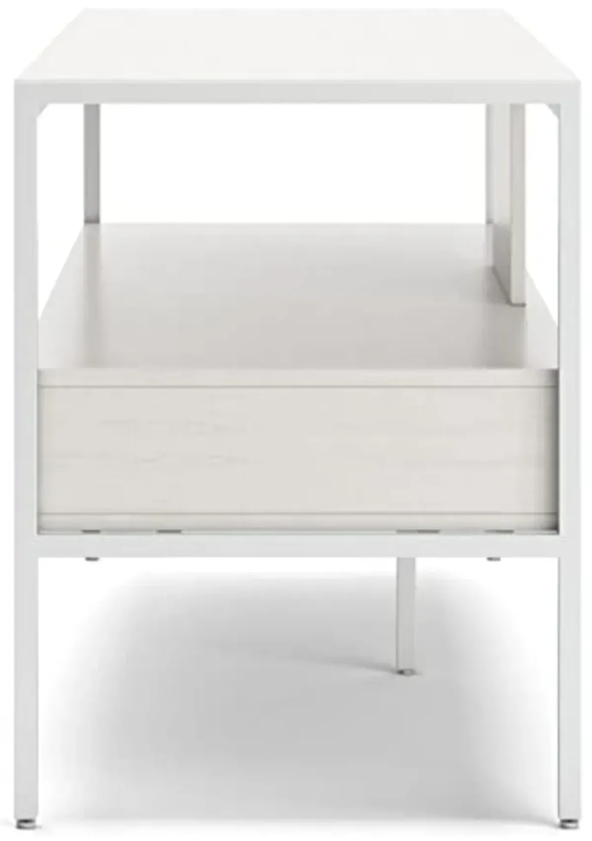 Signature Design by Ashley Deznee Modern Large TV Stand for TVs up to 69" with 1 Shelf and 2 Drawers, White