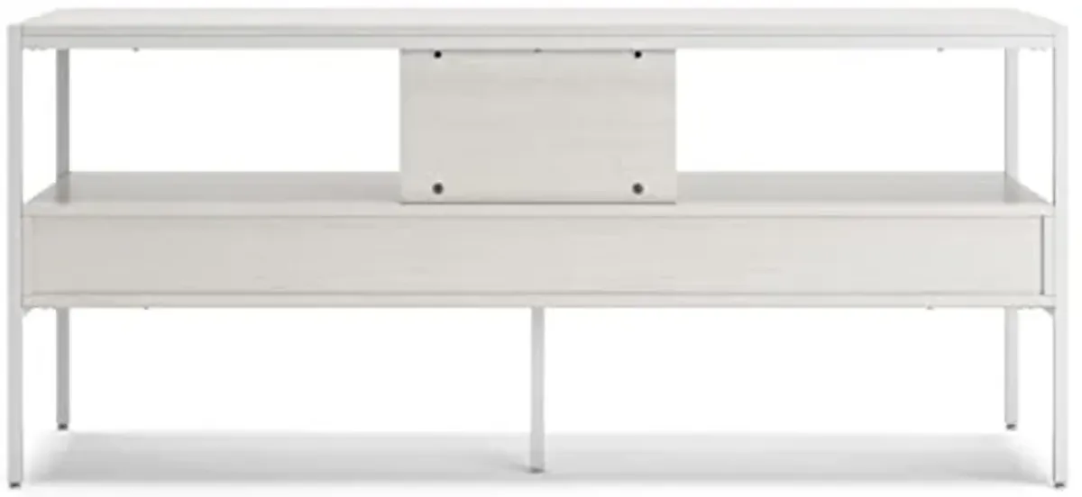 Signature Design by Ashley Deznee Modern Large TV Stand for TVs up to 69" with 1 Shelf and 2 Drawers, White