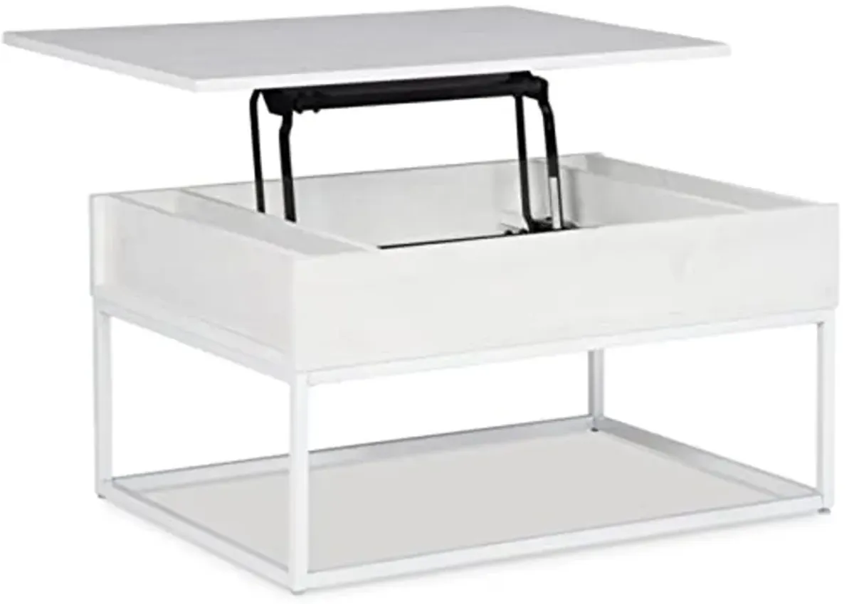 Signature Design by Ashley Deznee Modern Lift Top Cocktail Table with Hidden Compartment, White