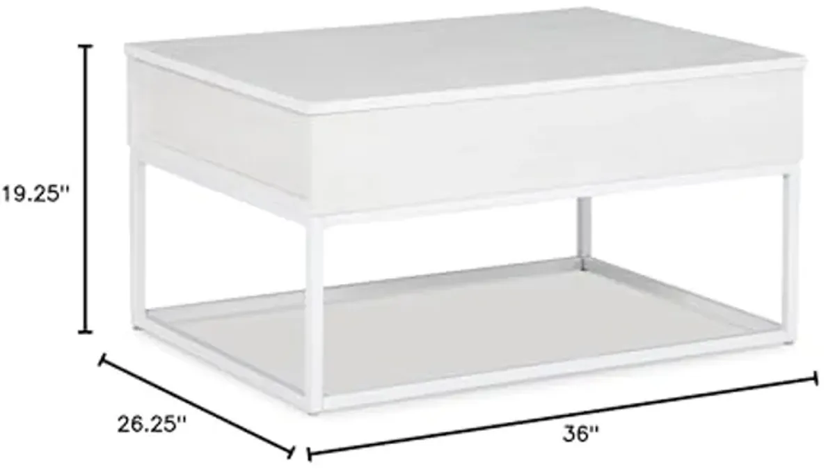 Signature Design by Ashley Deznee Modern Lift Top Cocktail Table with Hidden Compartment, White