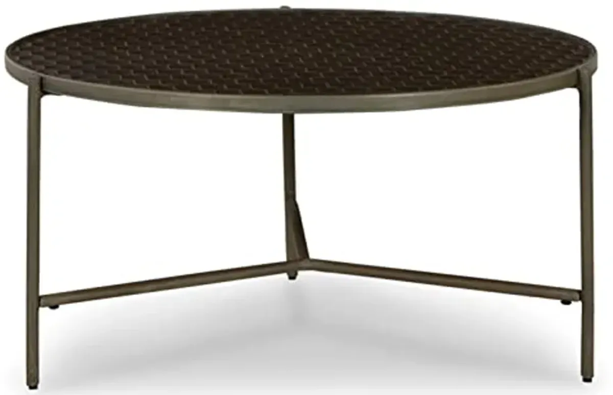 Signature Design by Ashley Doraley Retro Mango Wood Cocktail Table for Living Room, Dark Brown & Gray