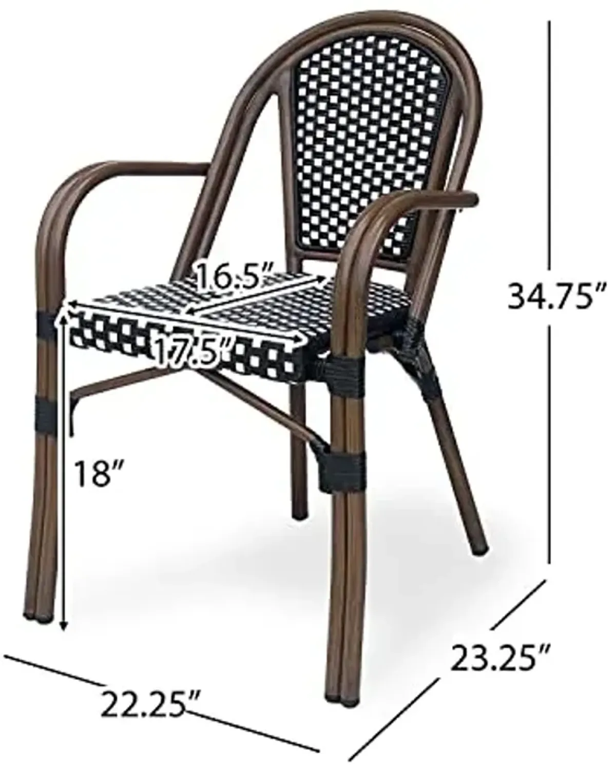 Christopher Knight Home Brianna Bistro Chairs, Black + White + Brown Wood