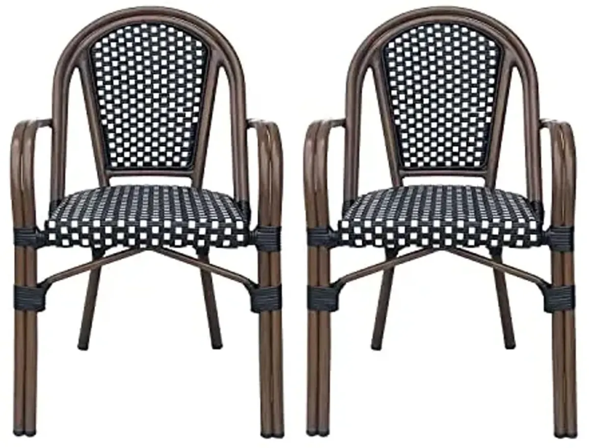 Christopher Knight Home Brianna Bistro Chairs, Black + White + Brown Wood