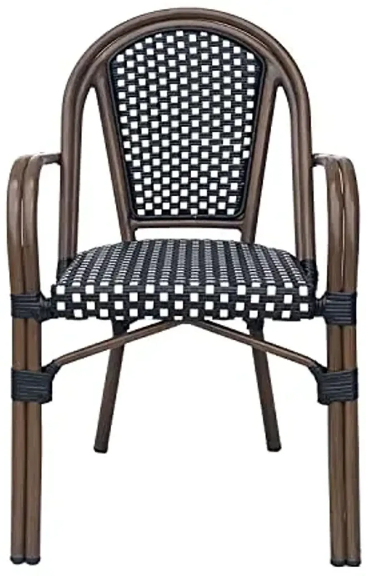 Christopher Knight Home Brianna Outdoor French Bistro Chairs - Aluminum and Wicker - Black/White/Brown Wood (Set of 4)