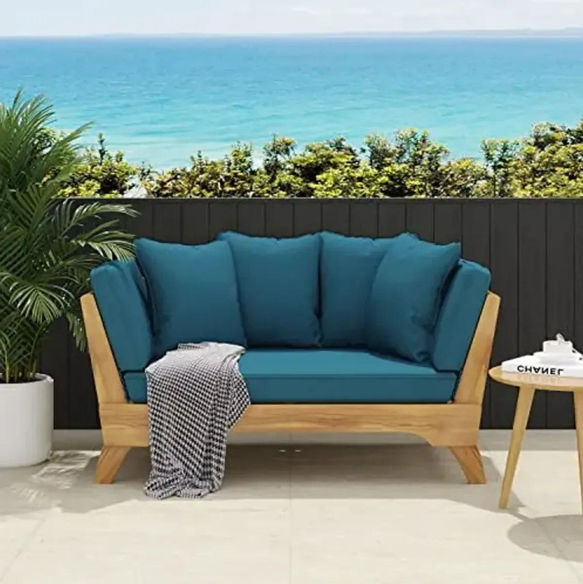Christopher Knight Home 317016 Serene Daybed, Dark Teal + Teak + Khaki