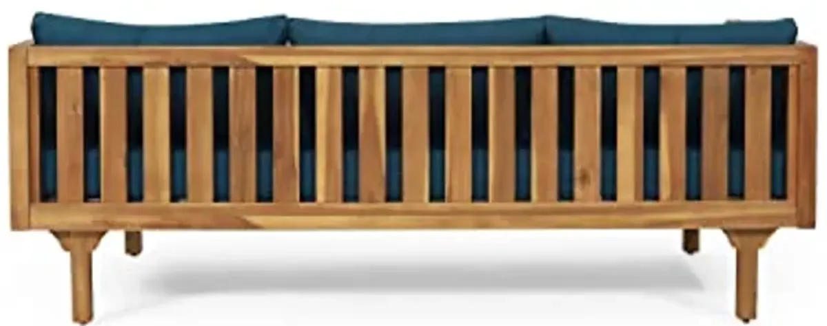 Christopher Knight Home Claremont Outdoor 3 Seater Daybed with Cushions - Acacia Wood - Teak/Dark Teal