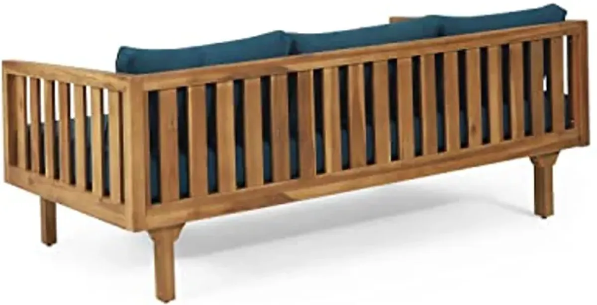 Christopher Knight Home Claremont Outdoor 3 Seater Daybed with Cushions - Acacia Wood - Teak/Dark Teal