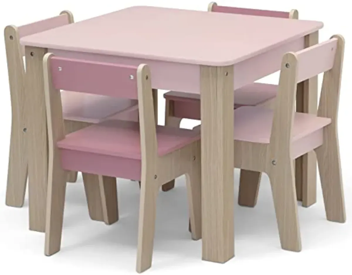 GAP GapKids Table and 4 Chair Set - Greenguard Gold Certified, Blush/Natural