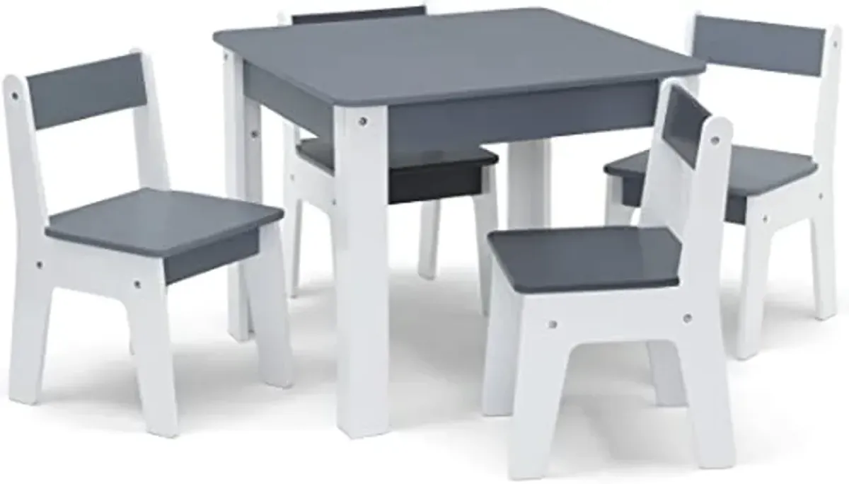 GAP GapKids Table and 4 Chair Set - Greenguard Gold Certified, Grey/White