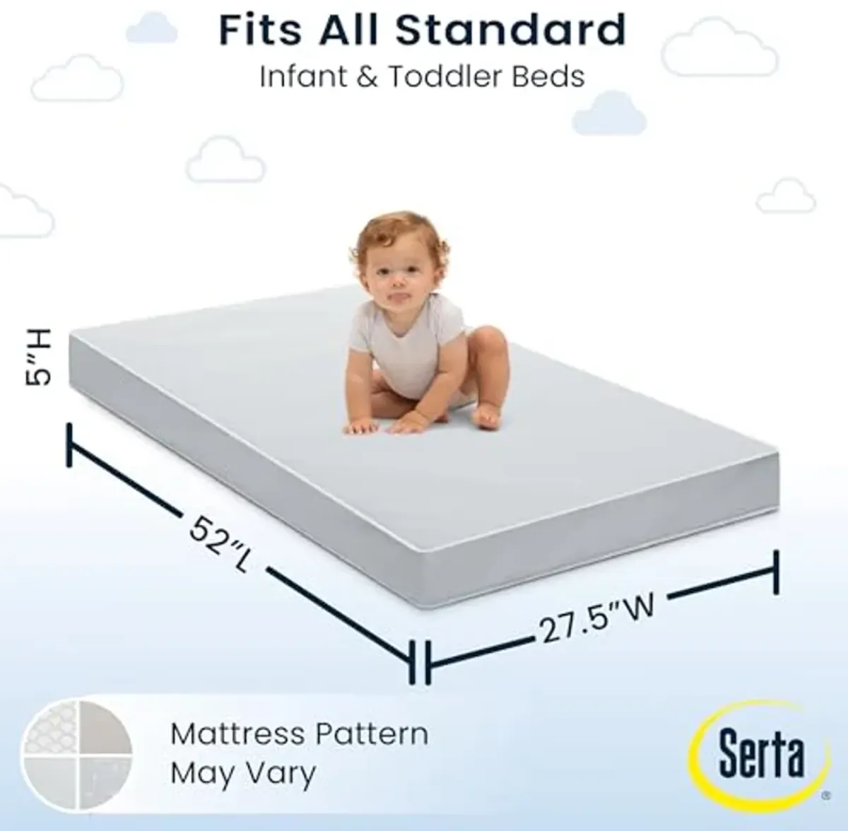 Serta Perfect Start Limited Dual Sided Baby Crib Mattress and Toddler Mattress, Breathable Fiber Core, GREENGUARD Gold Certified, Waterproof, 7 Year Warranty, Made in USA