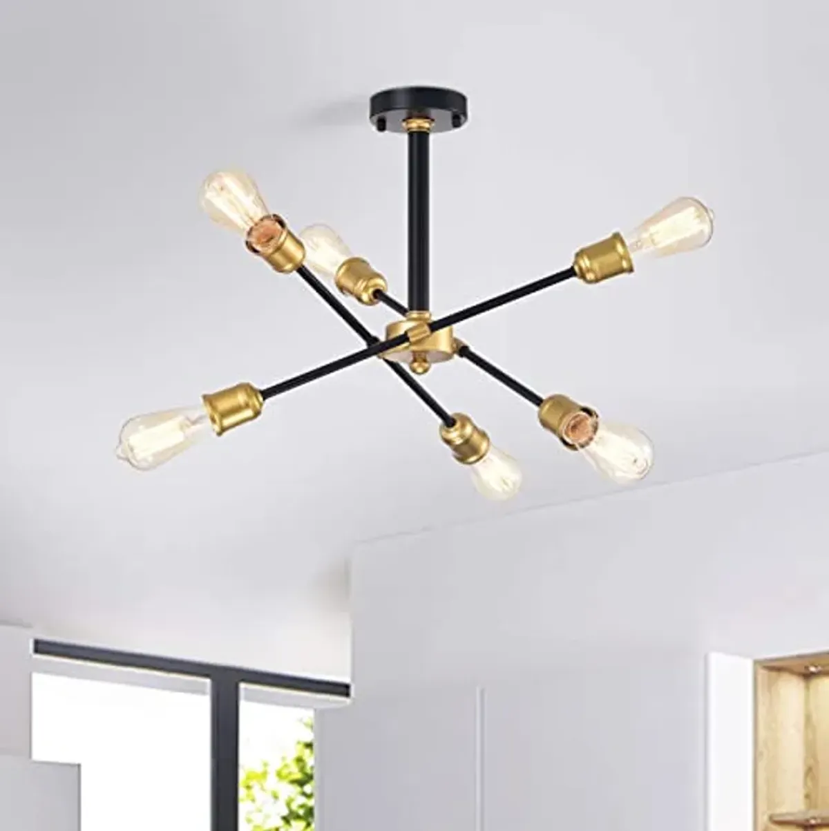 The Lighting Store Lorena 6-Light Sputnik Black and Gold Chandelier