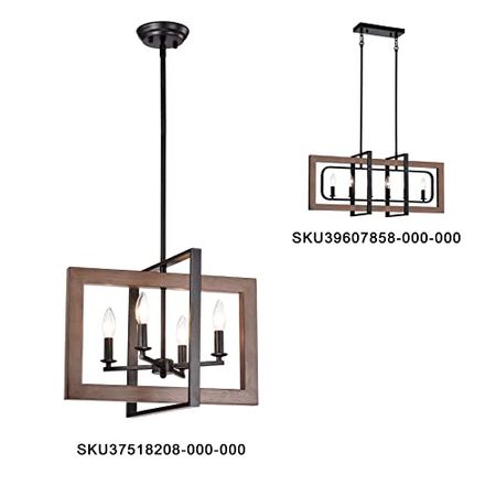 The Lighting Store Daniela Natural Wood and Antique Black Metal Open Cage Chandelier