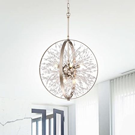 The Lighting Store Ana Brushed Champagne Silver 8-Light Beads Starburst Orb Chandelier