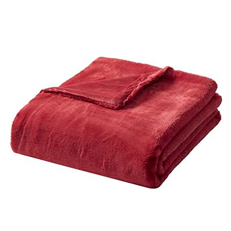 Tahari Home | Faux Fur Collection | Solid Red Soft Warm Faux Rabbit Fur Throw, 50" x 70"