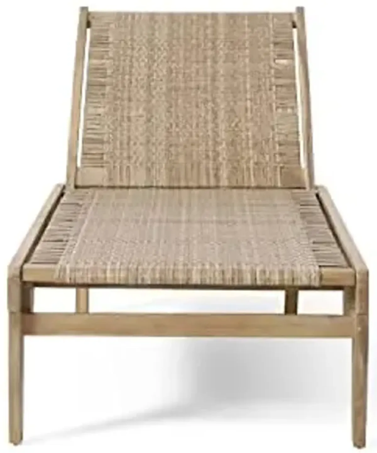 Benfield Outdoor Chaise Lounge - Acacia Wood and Flat Wicker - Light Brown/Light Multibrown (Set of 2)