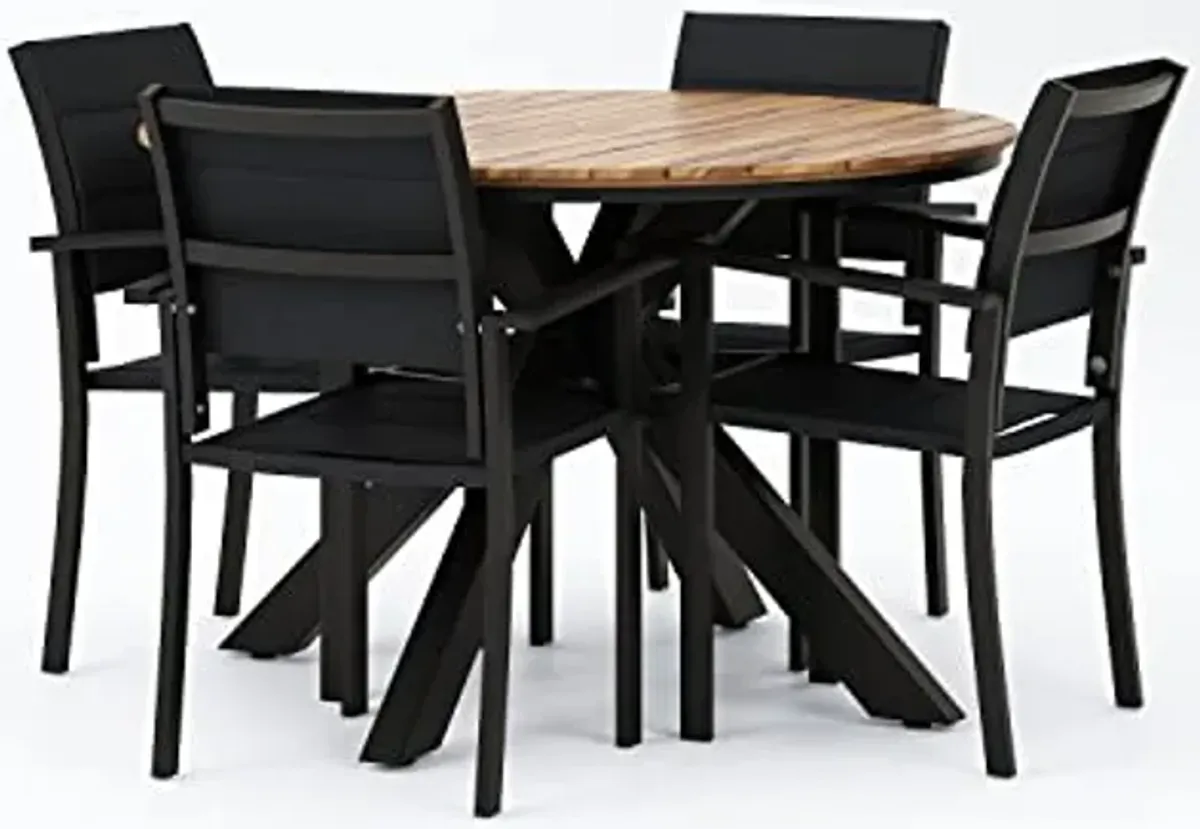 Christopher Knight Home 317588 Soto Dining Set, Black + Teak