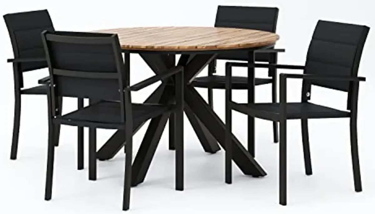 Christopher Knight Home 317588 Soto Dining Set, Black + Teak