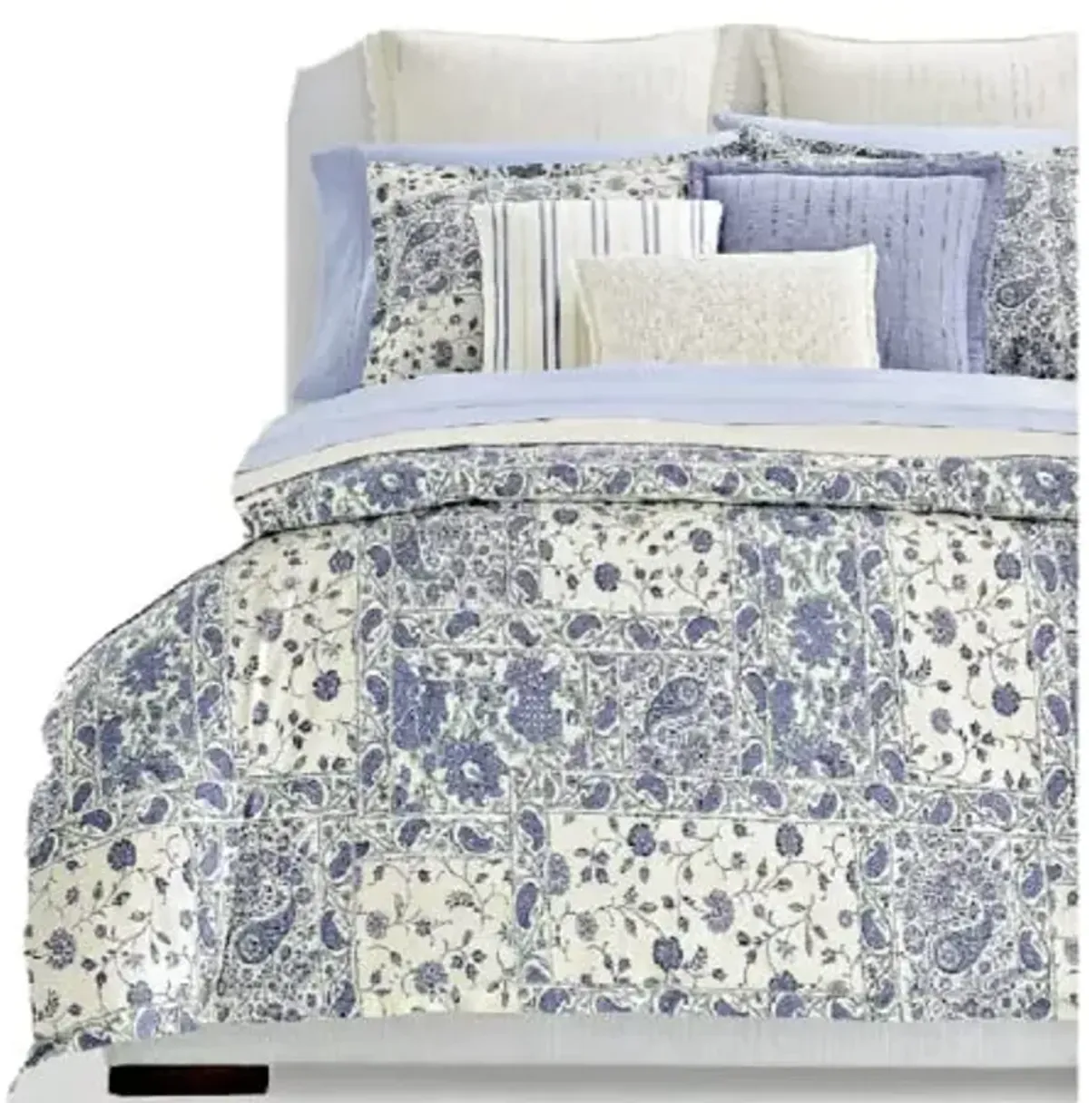 Lauren Ralph Lauren Callen Blue Paisley on Cream King 3 pc Duvet Cover Set