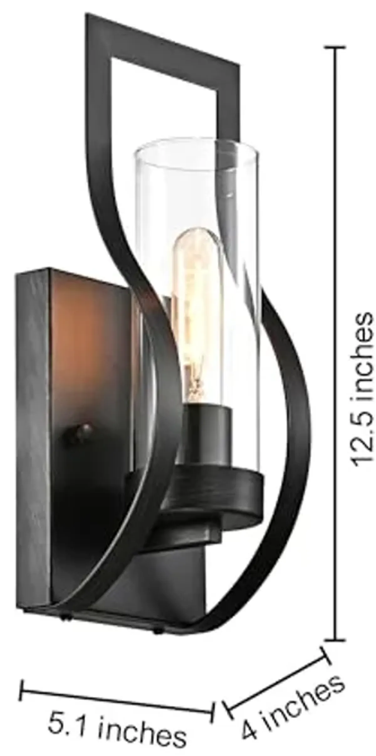 The Lighting Store Anastasia 1 Light Wall Sconce with Clear Glass Shade and Curved Frame