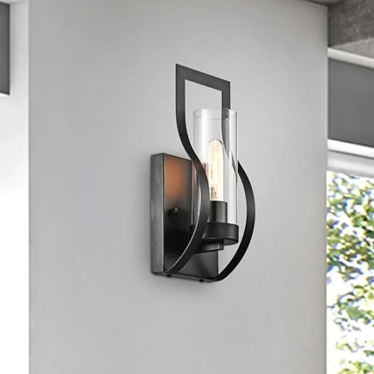 The Lighting Store Anastasia 1 Light Wall Sconce with Clear Glass Shade and Curved Frame